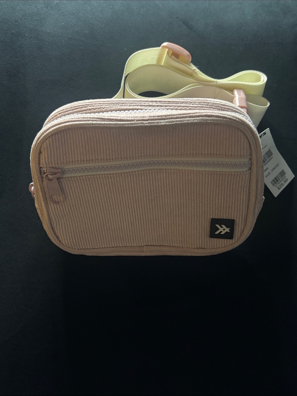 Women's Blush Pink Corduroy Crossbody Bag